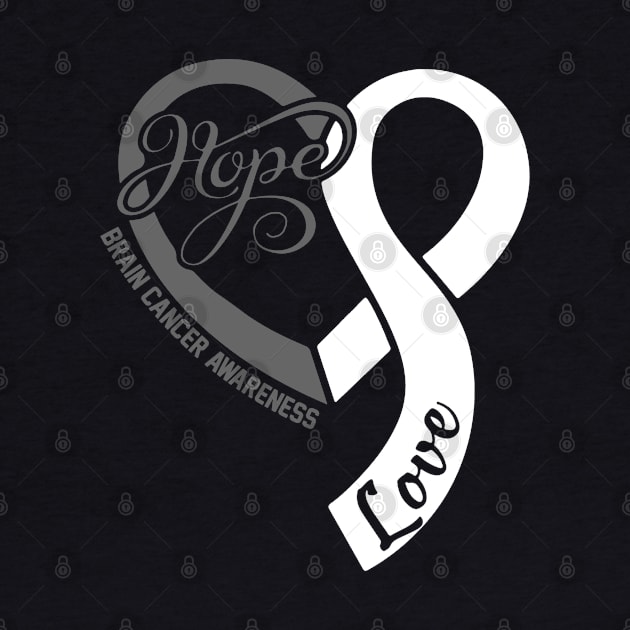 Brain Cancer Awareness Hope Love Heart Ribbn Happy Valentines Day- Love Shouldn't Hurt Stop by DAN LE